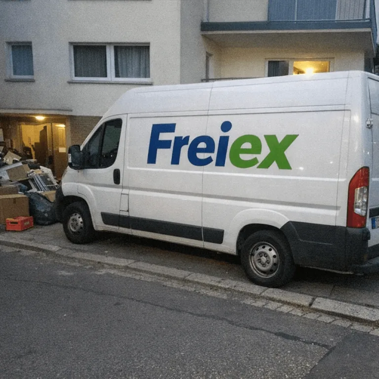 Unser Einsatzfahrzeug vor einem Wohnhaus bei der Arbeit